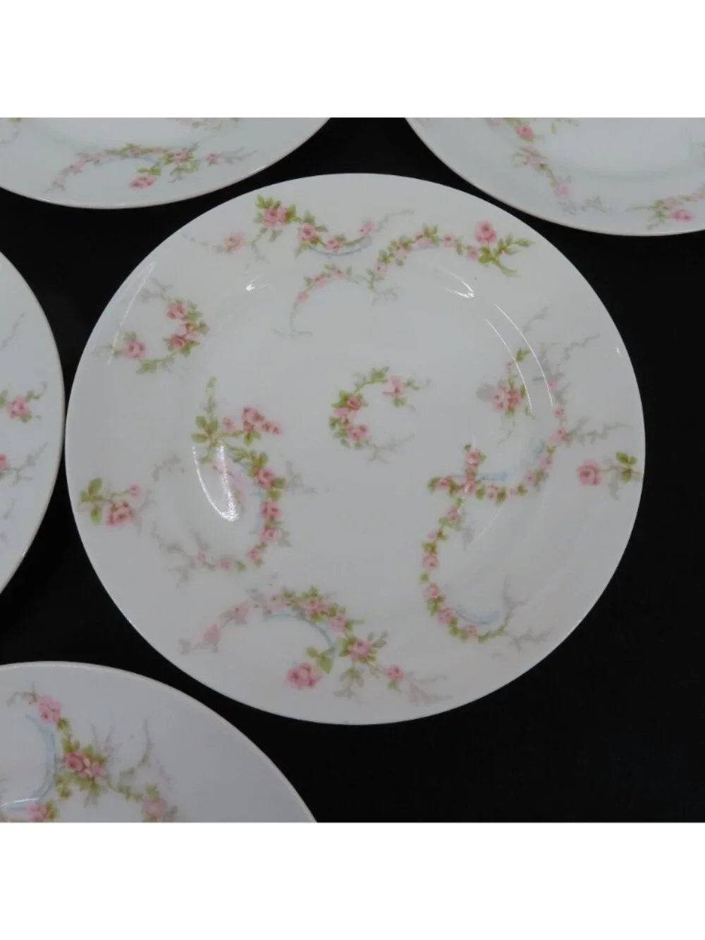Theodore Haviland Set of 6 Plates 6.25in Pink Rose Flower Floral Swag Limoges